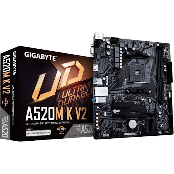 Emolevy - GIGABYTE - A520M K V2 - AM4 - DDR4 64 Go - PCIe Gen3 M.2