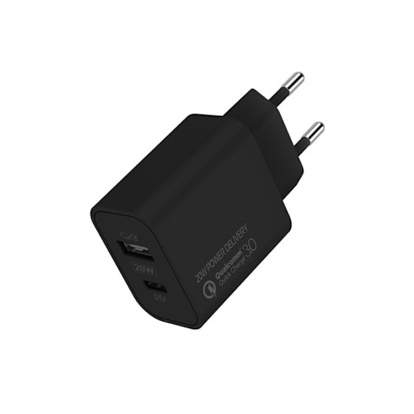 Laddare Priza, USB, Type-C, 20 W, snabbladdare - ColorWay (CW-CHS025QPD-BK) - Svart