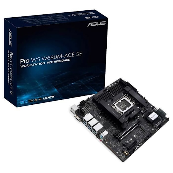 ASUS Pro WS W680M-ACE SE - Micro ATX Socket 1700 Intel W680 Express bundkort - 4x DDR5 - M.2 PCIe 4.0 - USB 3.2 - Dual LAN 2,5 GbE