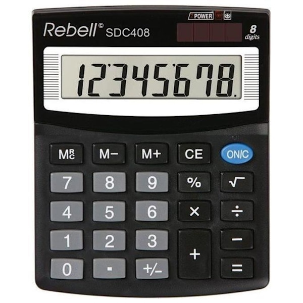 REBELL re-Calculator sdc408 sdc408, standardutrustning och angewinkeltem 8-siffrig display, svart