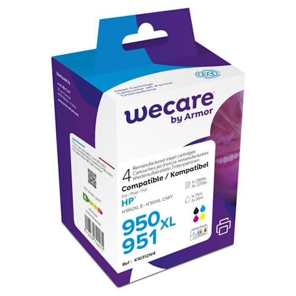 Wecare blækpatroner - pakke med 4 (sort, gul, cyan, magenta) til HP Officejet Pro