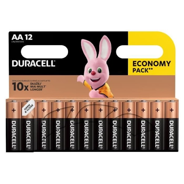 12 Duracell Basic AA LR06 MN1500 batterier