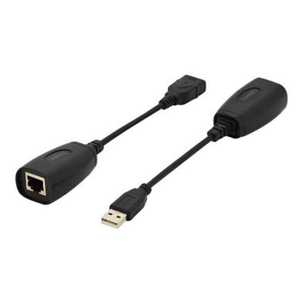 DIGITUS USB-förlängare - 45 m räckvidd - USB 1.1 - Cat-5 UTP, STP & S-FTP nätverkskabel - Plug & Play - Svart