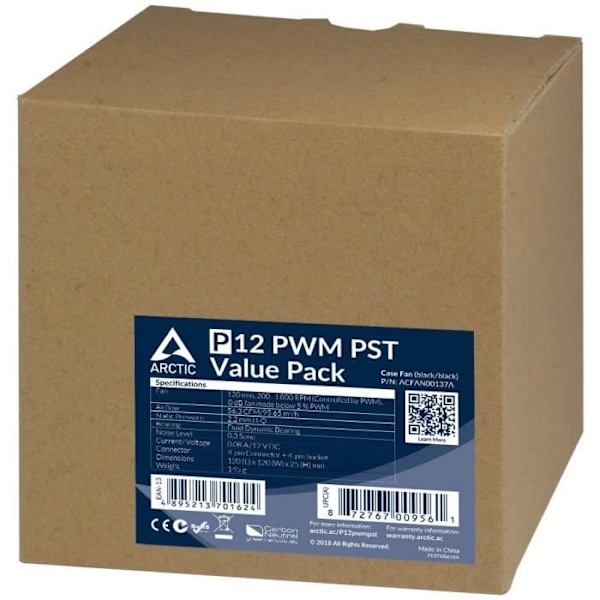Case ventilator - ARCTIC - P12 PWM PST Sort (pakke med 5) (ACFAN00137A)