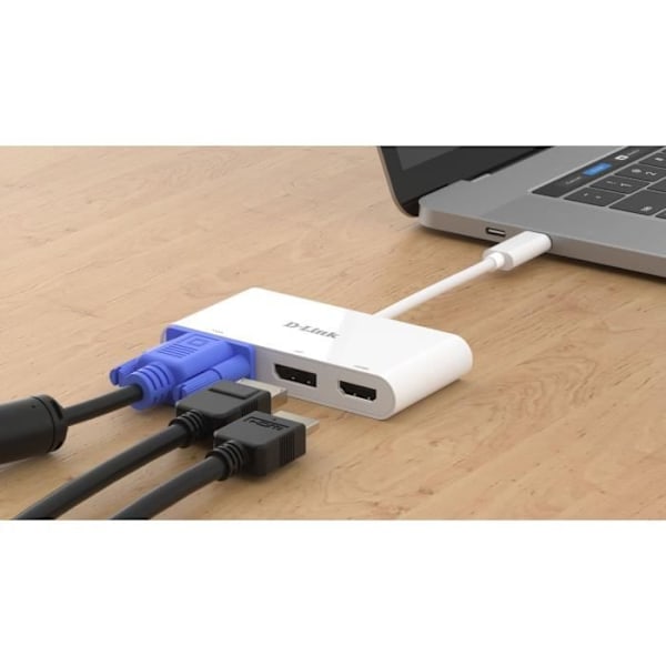 D-Link DUB-V310 3-i-1 USB-C till HDMI/VGA/DisplayPort-adapter