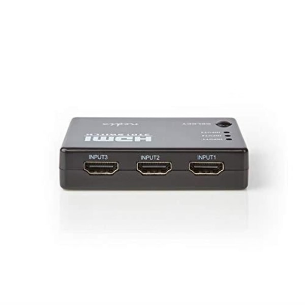 NEDIS HDMI-kytkin - 3 porttia - 3 HDMI-tuloa - 1 HDMI-lähtö - 1080p - abs - Antrasiitti - Box