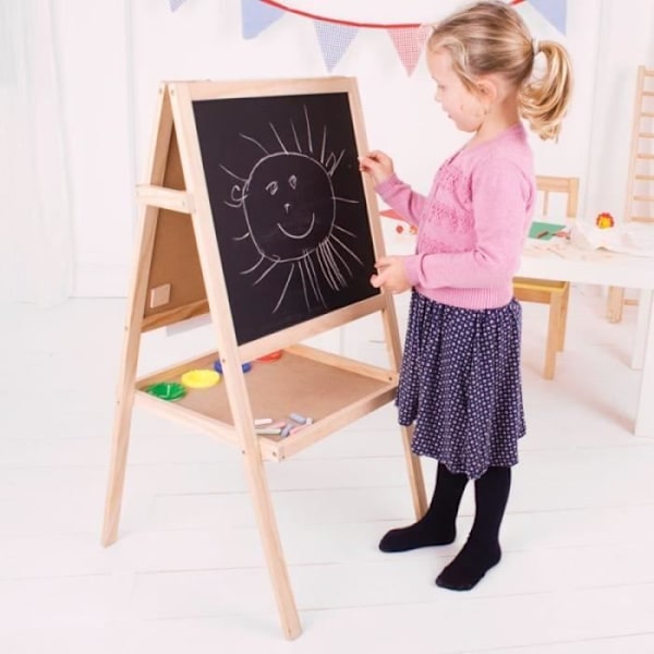 Bigjigs Toys junior art maalausteline liidulla, maalitölkeillä, paperirullalla ja kartongilla Sort og brun