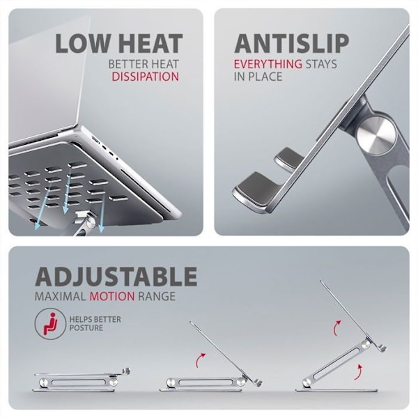 Tuki AXAGON STND-LQ ALUMINIUM kannettaville tietokoneille 10 - 16
