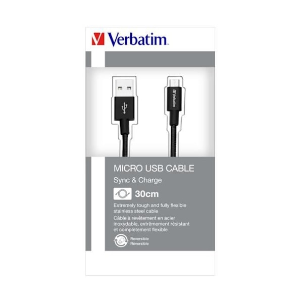 Verbatim 48866 USB-kaapeli - 0,3 m - USB A - Micro-USB A - musta