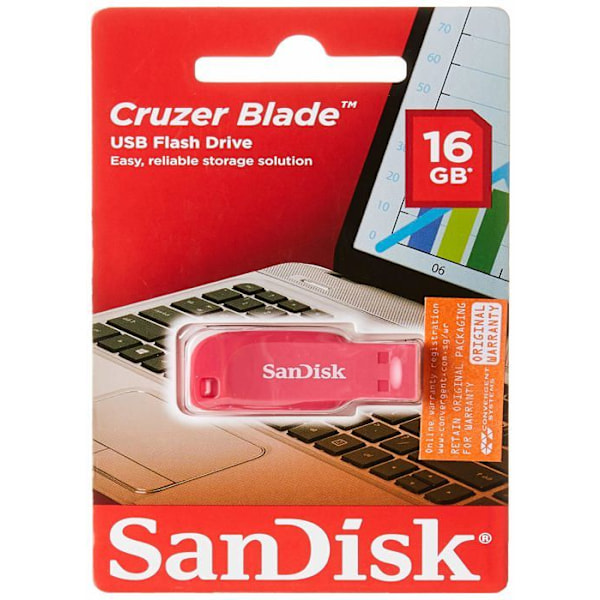 USB nøgle - SANDISK - Cruzer Blade - 16 GB - Pink