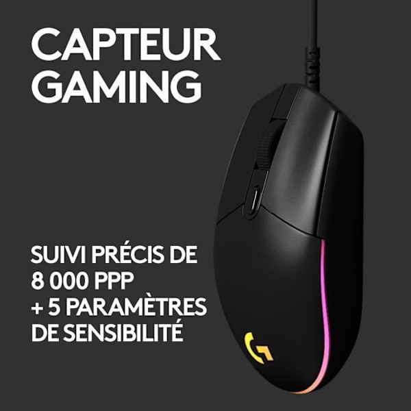 Gaming mus - Kablet - Logitech G - G203 - Lightsync - RGB - USB - Sort
