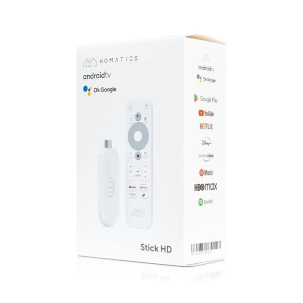 Homatics-mediasoitin, Android TV 11, 32 Gt, 1 Gt RAM, HD Stick