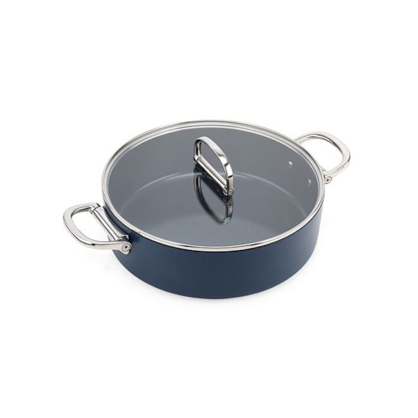 JOSEPH JOSEPH Space Non-Stick grydeske med låg og klaphåndtag 28 cm blå Blå