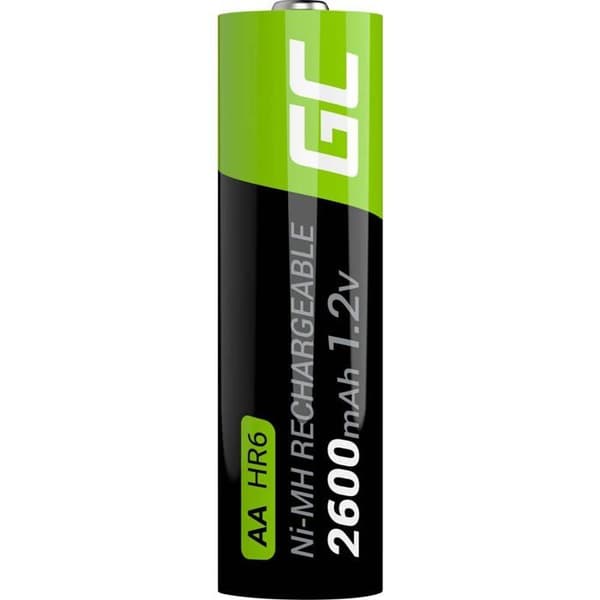 Laddningsbara Ni-MH-batterier - Green Cell - AA - 2600mAh - Förladdade - Låg självurladdning SVART