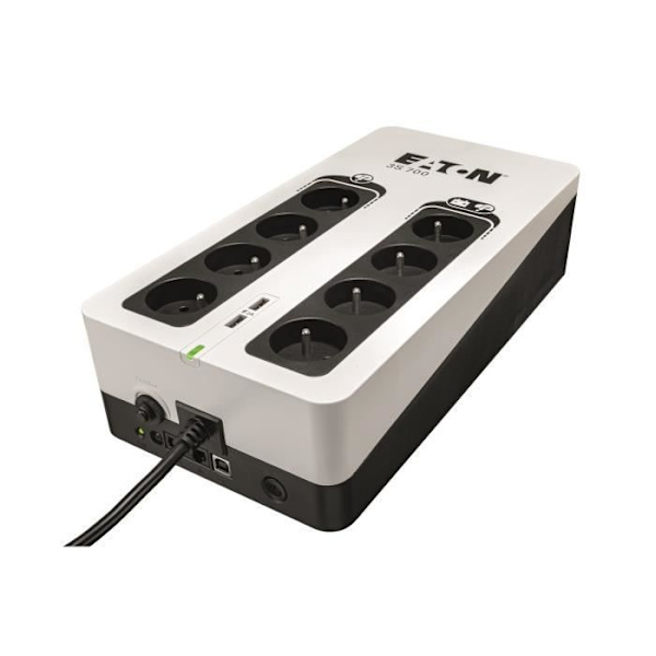 Inverter/Multi-socket/Lynbeskytter - EATON 3S 700 FR - Off-line UPS - 3S700F - 700VA (8 franske stikkontakter + 1 tel beskyttelsesstik + 2 stk.