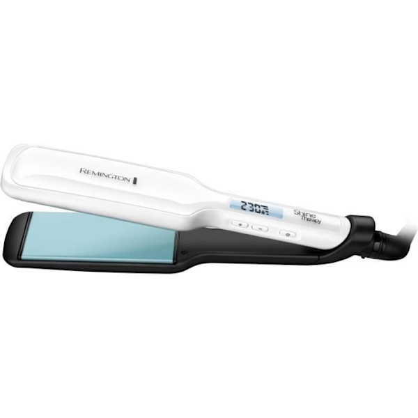 Glattejern - Remington - S8550 - Avanceret keramik - Justerbar temperatur - XL flydende plader Sort, Hvid