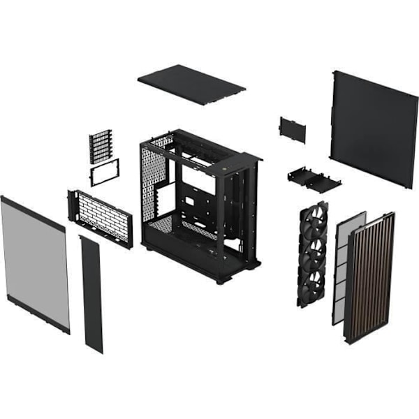 PC-taske - FRACTAL DESIGN - North XL Charcoal Black TG Dark - FD-C-NOR1X-02 - E-ATX - Elegant træ- og legeringsdesign