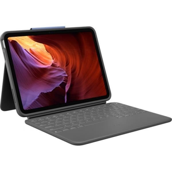 Tangentbord och foliofodral - LOGITECH - Rugged Folio - QWERTZ Tyska - Grafit - Vattentålig