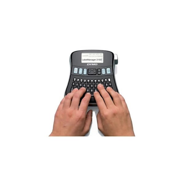 Dymo LabelManager 210D elektronisk etiketteprinter med QWERTY-tastatur, leveres med et bånd på 12mm sort/hvid.