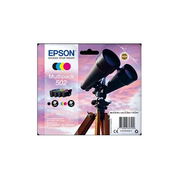 EPSON 502 Multipack blækpatron - Sort, Gul, Cyan, Magenta