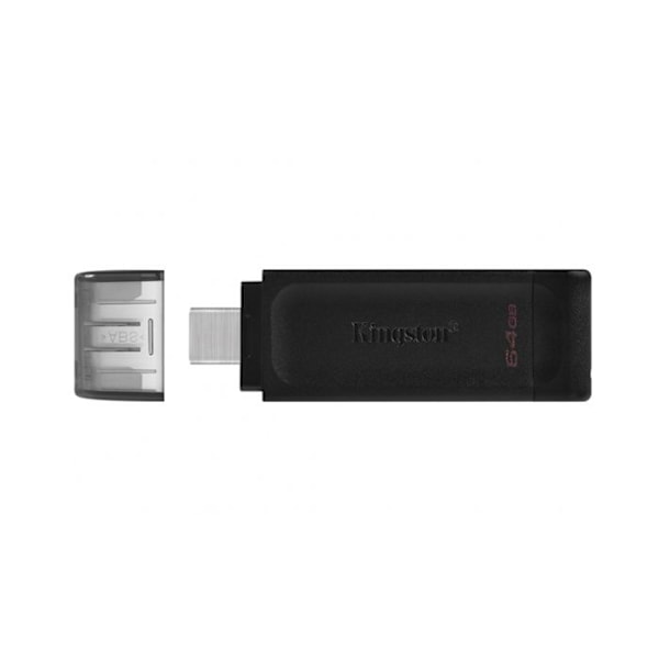 USB-avain – KINGSTON – DataTraveler 70 – 64 Gt – USB-C – 3.2 Gen 1 musta