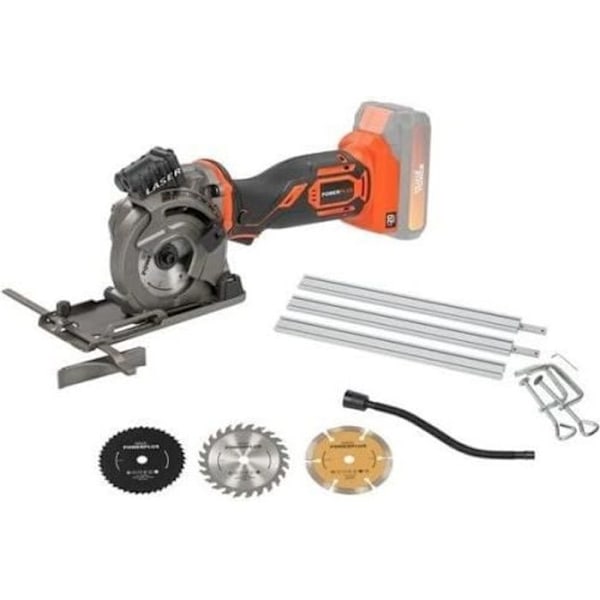 Langaton 20V mini upposahan + ohjausrata + 3x terää - DUAL POWER POWDP25400 - Toimitetaan ilman akkua.