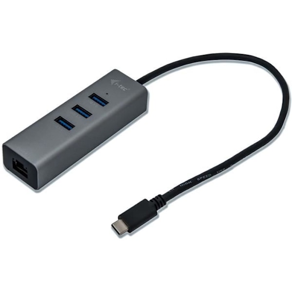 i-tec - Metal USB-C 3-port USB HUB med Gigabit Ethernet