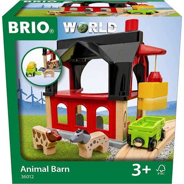 BRIO World - 36012 - Dyrestald - Træbanetilbehør - Legetøj til drenge og piger fra 3 år Gul