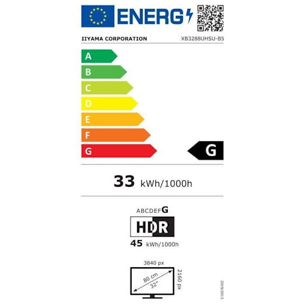 PC-skærm - IIYAMA - XB3288UHSU-B5 - 32" VA LED 4K 3840 x 2160 - 3ms - 60Hz - 2 x HDMI 1 x DP