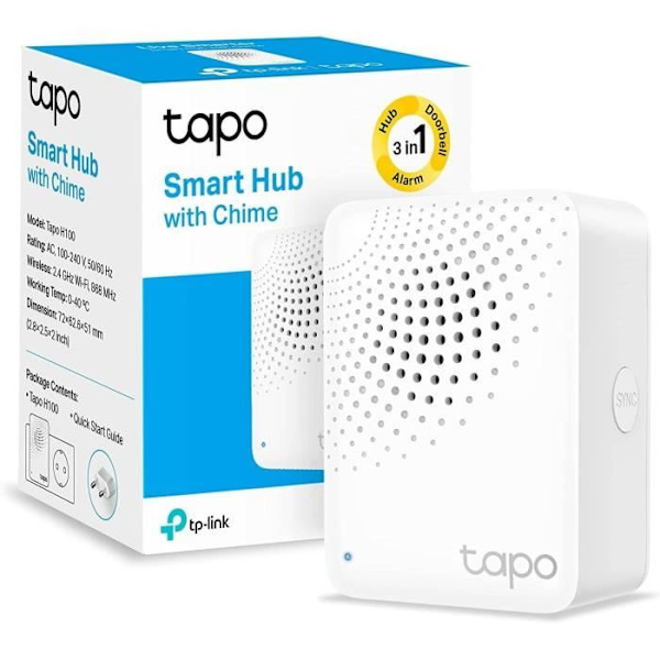 Intelligent hub - Tapo - H100 - Forbinder op til 64 enheder - 19 ringetoner - Kompatibel med Google Home