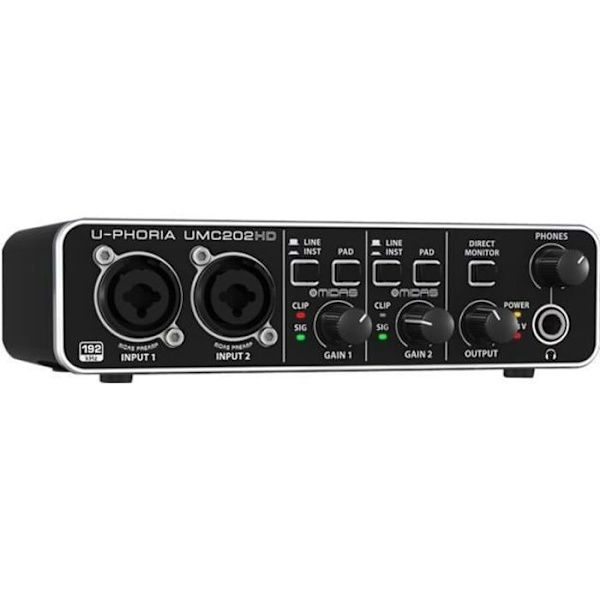 Ljudgränssnitt - BEHRINGER - U-PHORIA UMC202HD - 24 bitar - 192 kHz - 48V fantommatning