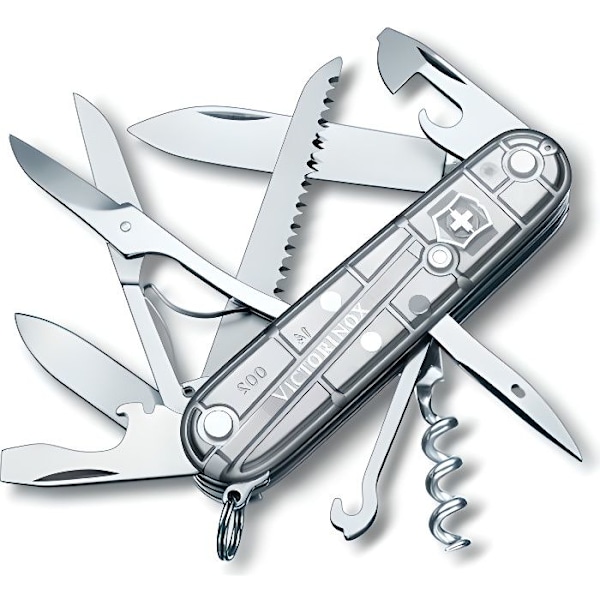 Victorinox SilverTech Huntsman taskuveitsi sveitsiläinen - Läpinäkyvä hopeanharmaa - Multisport gennemskinnelig sølvgrå