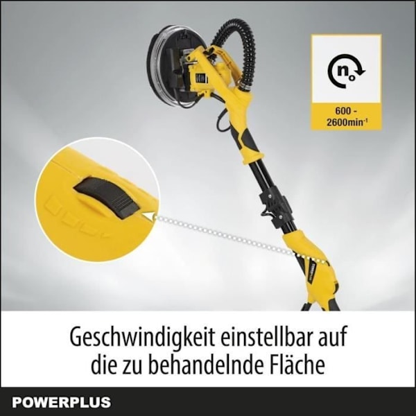 Powerplus Kuivankipsilevyhiomakone POWX0479 - Telekoottava hiomakone - Pitkäputkinen imurihiomakone