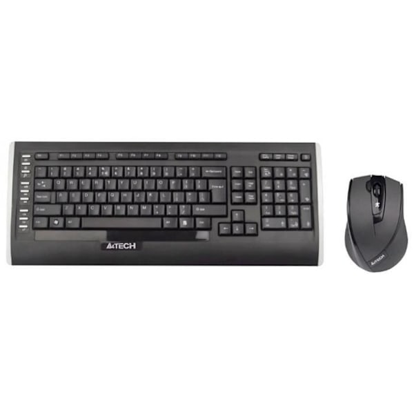 A4Tech 9300F, Standard, RF Wireless, QWERTY, Musta, Mukana hiiri musta