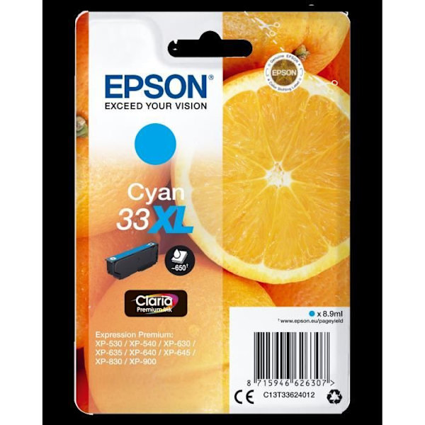 EPSON blækpatron T3362 XL Cyan - Appelsiner (C13T33624012)