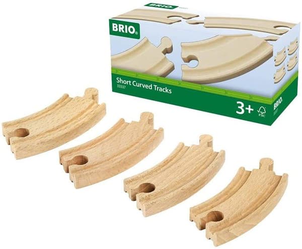 Små böjda skenor - BRIO - Set med 4 element i bokträ - Blandat - Inredning kastanj