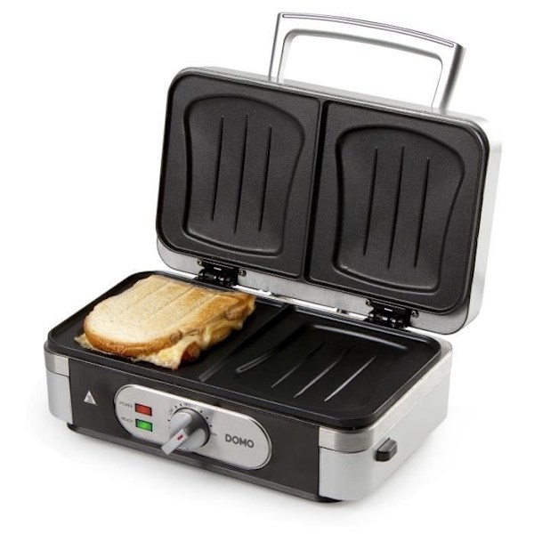 DOMO DO9136C multifunktions vaffelmaskine - Rustfrit stål - 1000W - 3 sæt plader Farve(r): Rustfrit stål