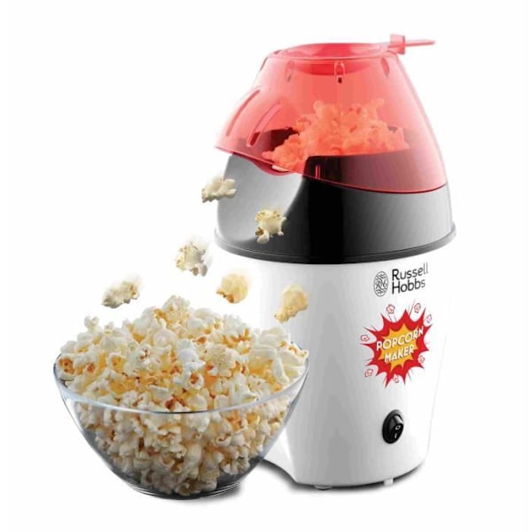 Popcornmaskine RUSSELL HOBBS - 24630-56 - 12 portioner (30/50g) på få minutter - 1200W hvid