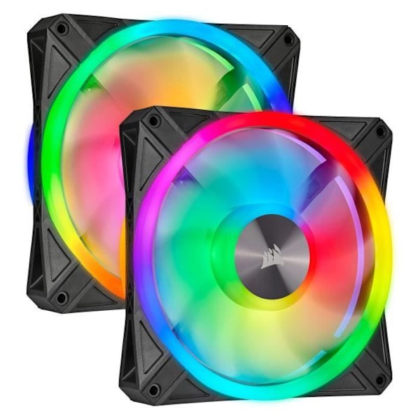 CORSAIR Sarja kahdesta iCUE QL140 RGB-tuulettimesta - Halkaisija 140 mm - Valaistuksella solmuydin (CO-9050100-WW) musta, Harmaa