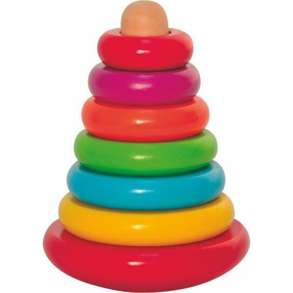 Woody Ring Pyramid Woody 90003 - WOODY - Opetuslelu - Beige - Värikäs - Mixed Färgad
