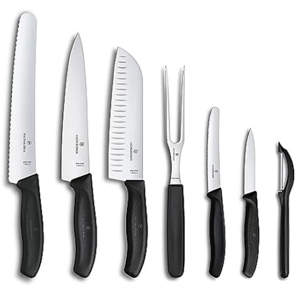 Victorinox Swiss Classic, professionelt køkkenknivsæt, 7 dele, sort sort