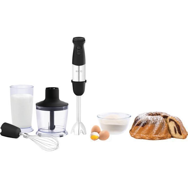 Mixers håndblender ECG RM 750 – 750 W – rustfrit stål fod – piskeris, hakker 500 ml, bæger 600 ml – stille & let