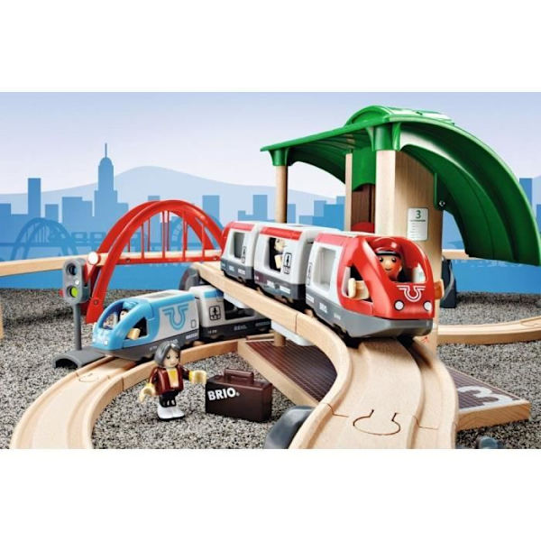 Brio World Circuit Travellers Platform - Komplet sæt 42 dele - Trætogkredsløb - Ravensburger - Fra 3 år - 33512 flerfarvet