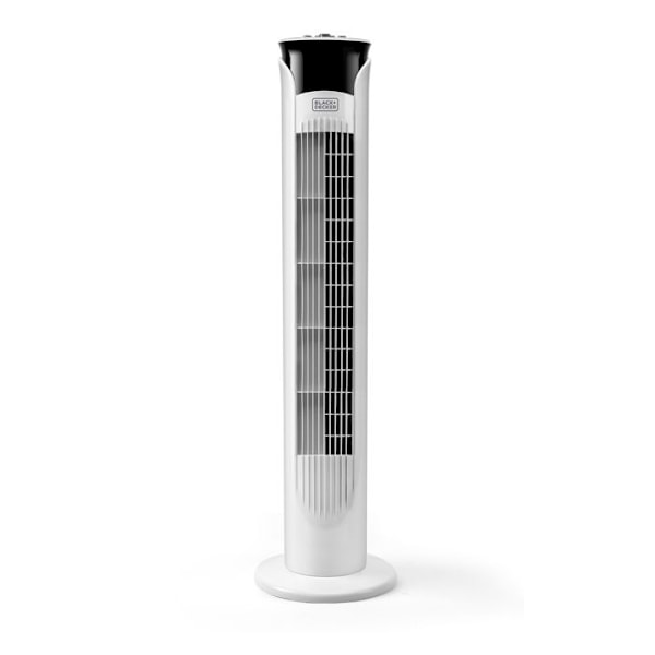 Black+Decker|BXEFT47E Stille svingende søjleventilator Højde: 81 cm | 3 hastigheder | Timer | Skridsikker fod | Hvid
