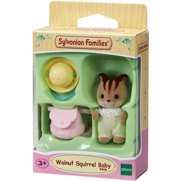 SYLVANIAN FAMILIES Figurine - Baby ekorre med hatt och väska Flerfärgad