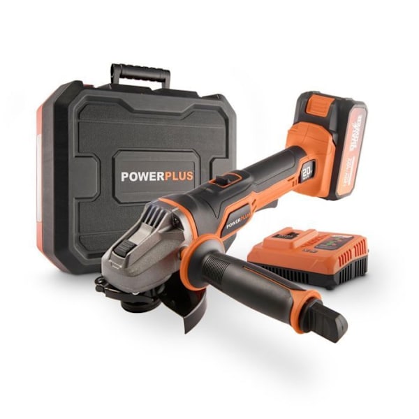 Powerplus Langaton Kulmahiomakone 20 V POWDP35150 - Hiontalevy Ø 115 mm - Kompakti ja Ergonominen - Mukana Akut ja Laturi orange