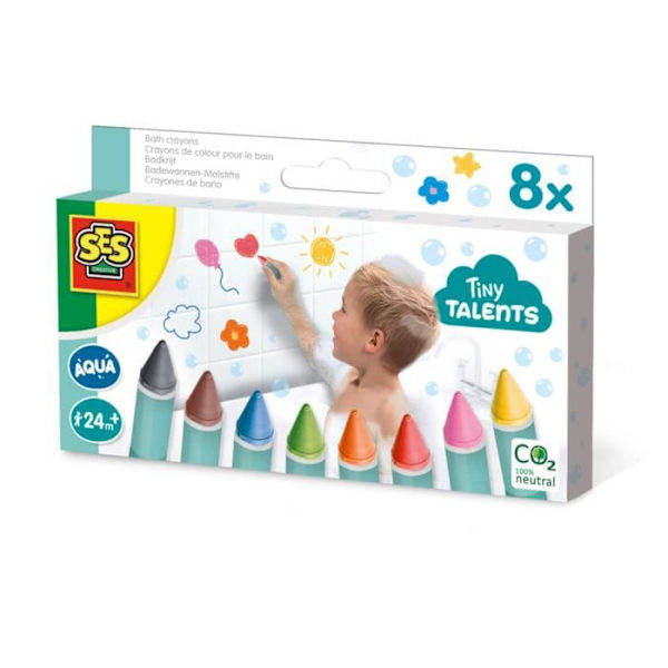 Kritor för badkar - SES CREATIVE - 13050 - 8 färger - Flerfärgad - För barn Flerfärgad