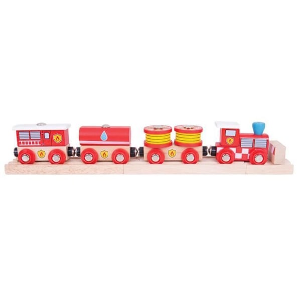 Nødbrandtog - BIGJIGS - Modeller - Garage - Station - Lufthavn - Havn - Hjem - Bygning Rød, gul og beige