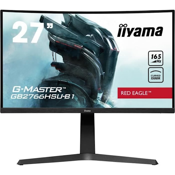 Kaareva PC Gamer -näyttö - IIYAMA GB2766HSU-B1 - G-MASTER - 27" FHD - VA-paneeli - 1 ms - 165 Hz - HDMI 2.0 / DisplayPort - FreeSync musta