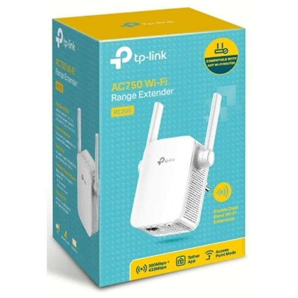 TP-Link WiFi Repeater RE205 WiFi Amplifier AC750, WiFi Extender, WiFi Booster, 1 Ethernet-port